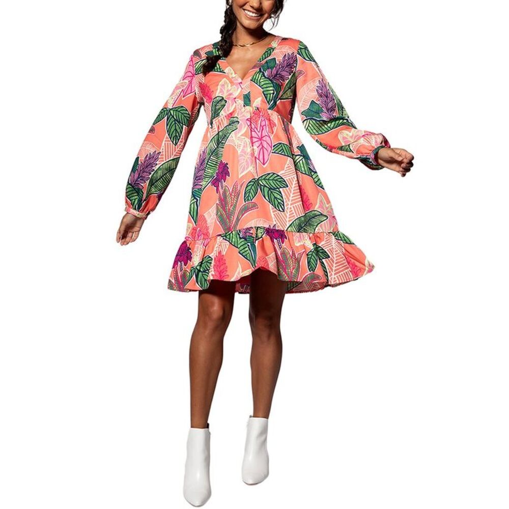 Tori Richard Womens Hana Babydoll Dress, Orange